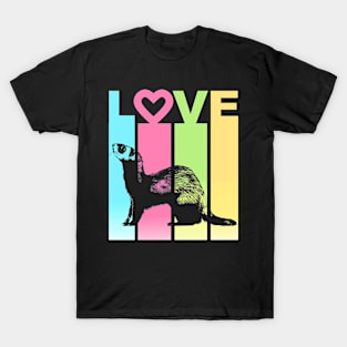 Retro Stripes Love Ferret T-Shirt